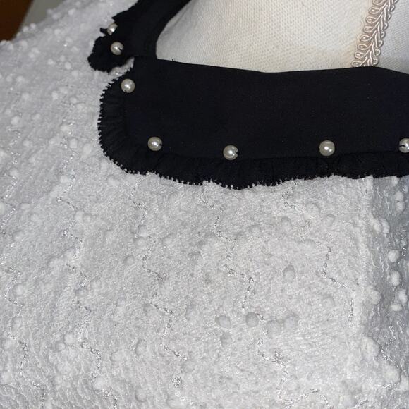 Beaded Pearl Sequin Blouse XS Modest Classic Peter Pan Collar Holiday Romantic - Picture 5 of 14